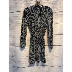 Mohito Shimmery Metallic Zebra Print Wrap Dress Size XS